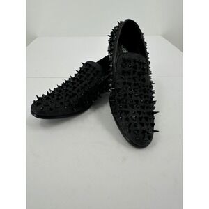 Amali Mens Punk Spiked Loafers Size 10.5 Goth Studded Slip On Edgy